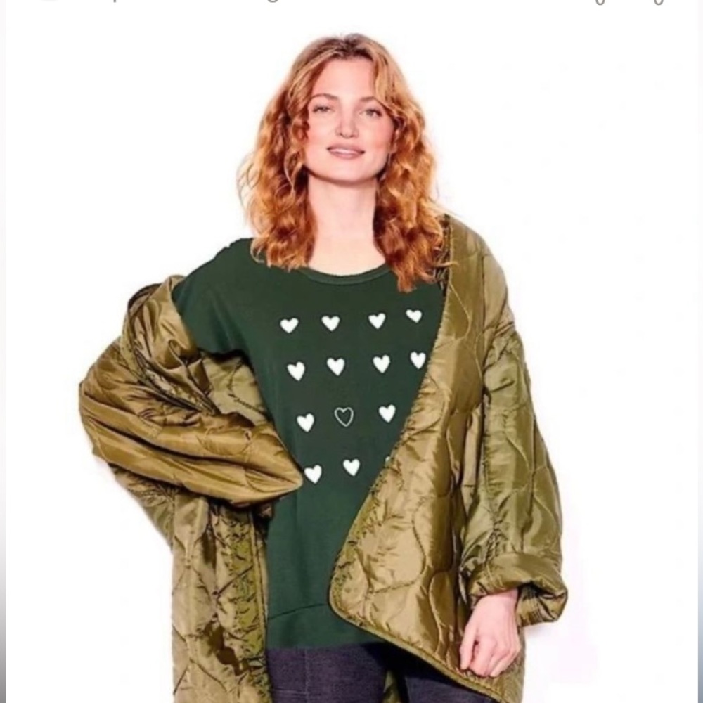 SUNDRY | Multi Heart French Terry Pullover Sweatshirt E150